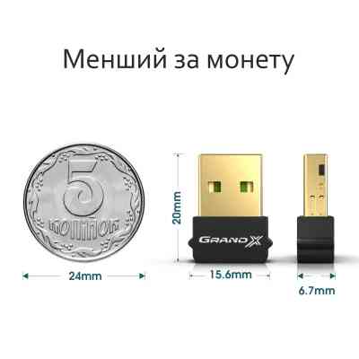 Bluetooth-адаптер Grand-X 5.0 Realtek RTL8761B, 7 devices, aptX, Low Energy (BT50G) Винница