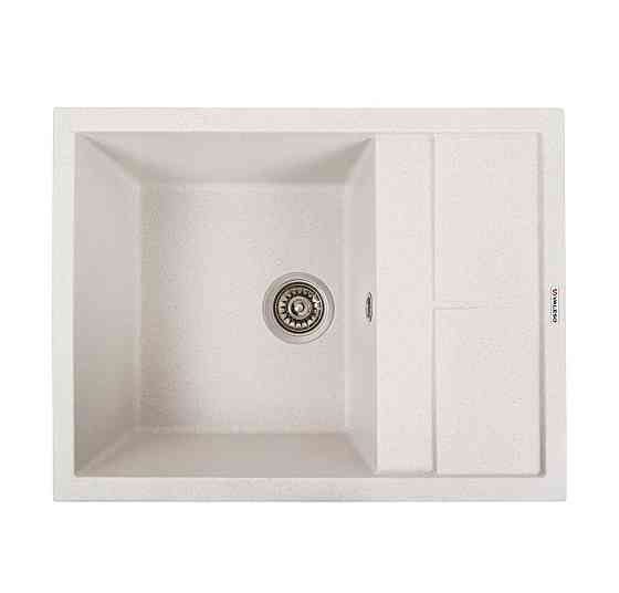 VALESO Комплект: Мийка LOTOS 6550 біла в крапку + Змішувач NS02A білий в крапку + Сифон 1041 Киев