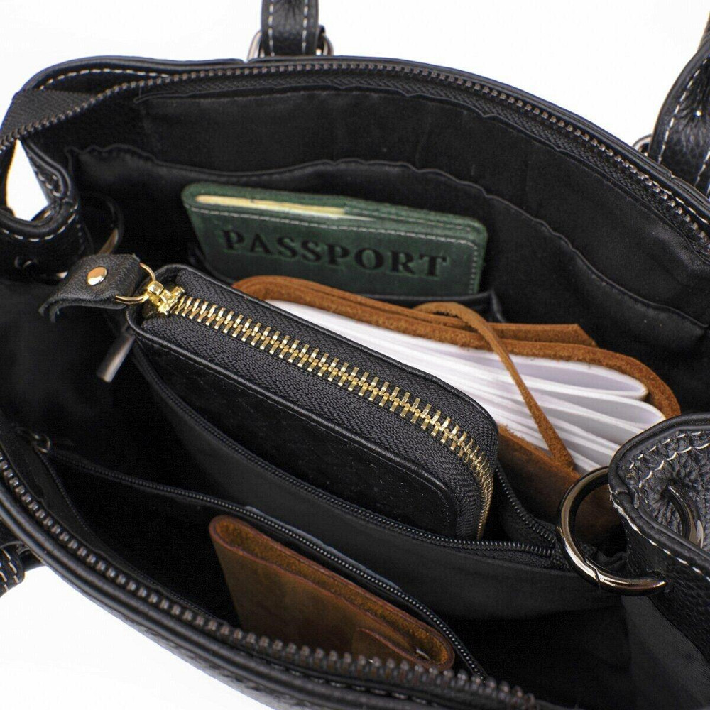 Классическая женская сумка в коже флотар Vintage 14861 Черная Киев - изображение 10