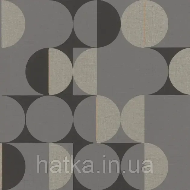 Шпалери вінілові на флізеліні Rasch Clasik 0,53х10 геометрія фігури кола смуги чорні сірі Київ - фото 3