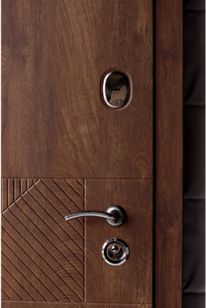 Двері вхідні Наші Двері РУБІЖ Геомертія Зріз дерева коньячний 860х2040 мм Київ