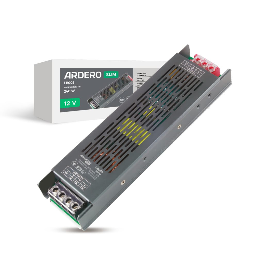 Блок живлення для LED стрічки Ardero LB008 12В 240Вт Харьков - изображение 1
