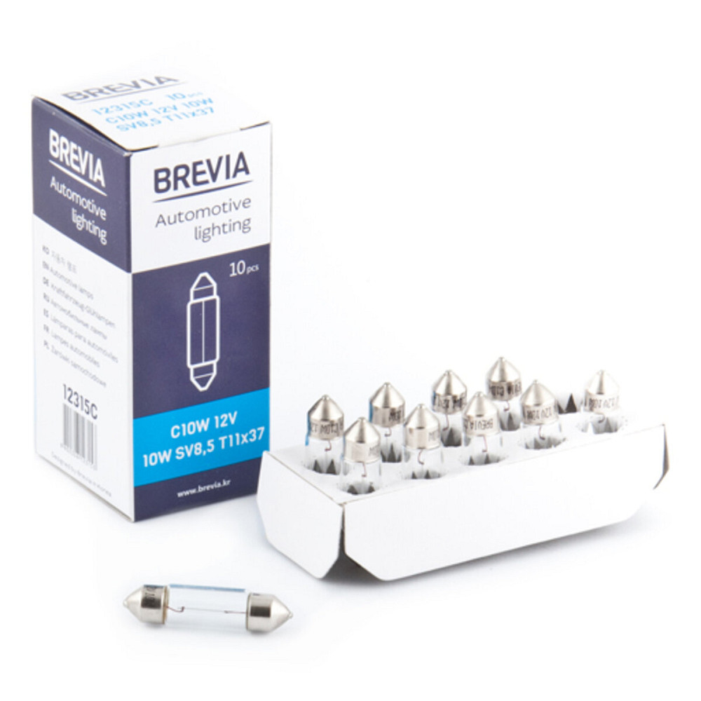 Лампа розжарювання Brevia C10W 12V 10W SV8.5 T11x37 CP, 10шт Киев - изображение 1