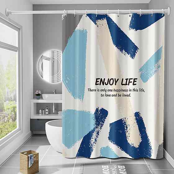 Шторка для ванны из полиэстера водонепроницаемая Bathlux 180x180 см с кольцами, занавеска для ванной комнаты Каменец-Подольский