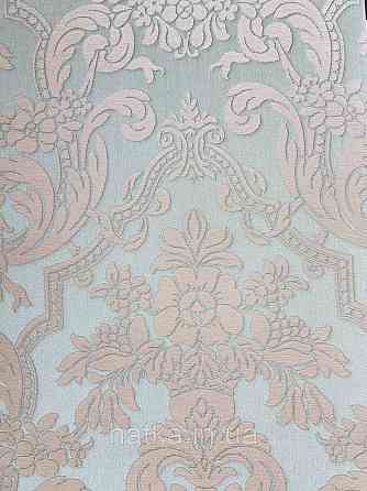 Шпалери вінілові на флізеліні Rasch Trianon Xlll 0.53х10 класика під текстиль вензелю квіти золотом на зеленому Київ