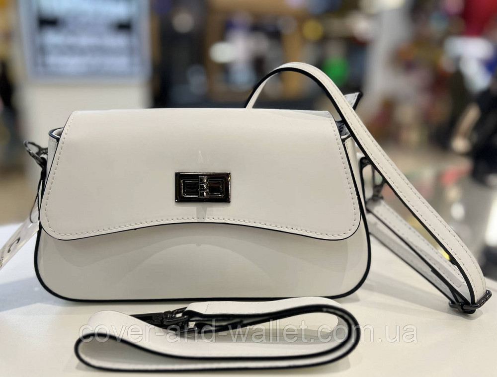 Вишукана жіноча сумочка з італійської гладкої шкіри білого кольору Virginia Conti Київ - фото 5