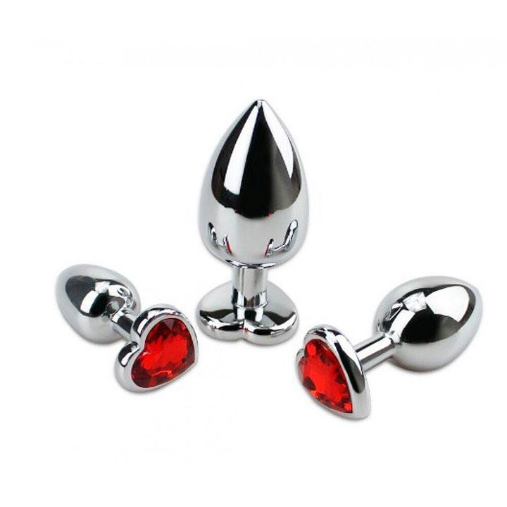 Набор стальных анальных пробок сердечки - Прозрачный - 3 шт. (S/M/L) – Анальные игрушки Винница - изображение 3