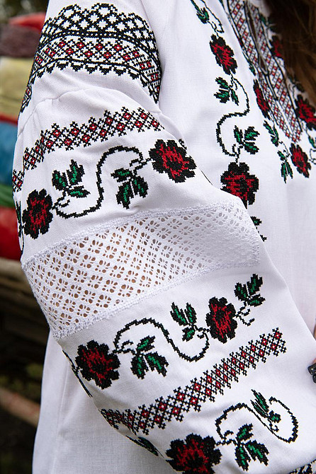 Вышиванка женская льняная, белая топ Киев - изображение 4