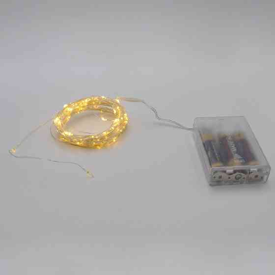 Гирлянда-роса (Copper Wire) 100WW-1 Battery внутренняя, пров.:прозрачный, (Белый-теплый) 7287 Киев