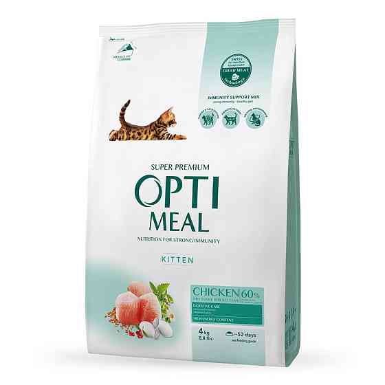 Сухой корм Оптимил Optimeal для котят со вкусом курицы, 4 кг Винница