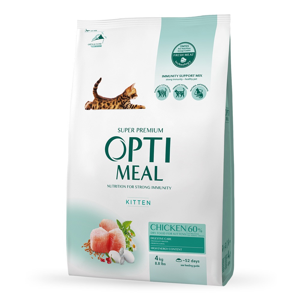 Сухой корм Оптимил Optimeal для котят со вкусом курицы, 4 кг Винница - изображение 1