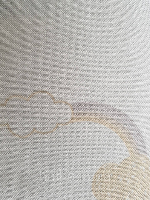 Шпалери вінілові на флізеліні AdaWall Ada Kids метрові дитячі хмари хмари хмари тучки білі коричневі веселка на пісочному Київ - фото 3