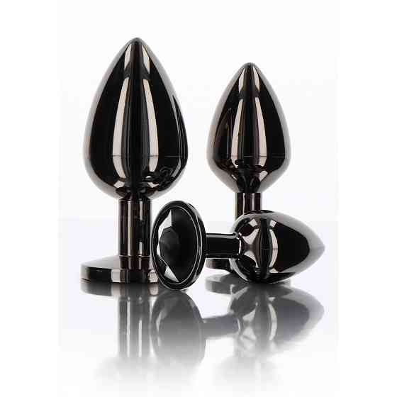 Анальная металлическая пробка M с черным камнем Butt Plug With Diamond Jewel Taboom Sex Aura Киев