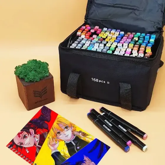 Набор двухсторонних маркеров, Sketch Marker для творчества, 168 цветов, в сумке Киев