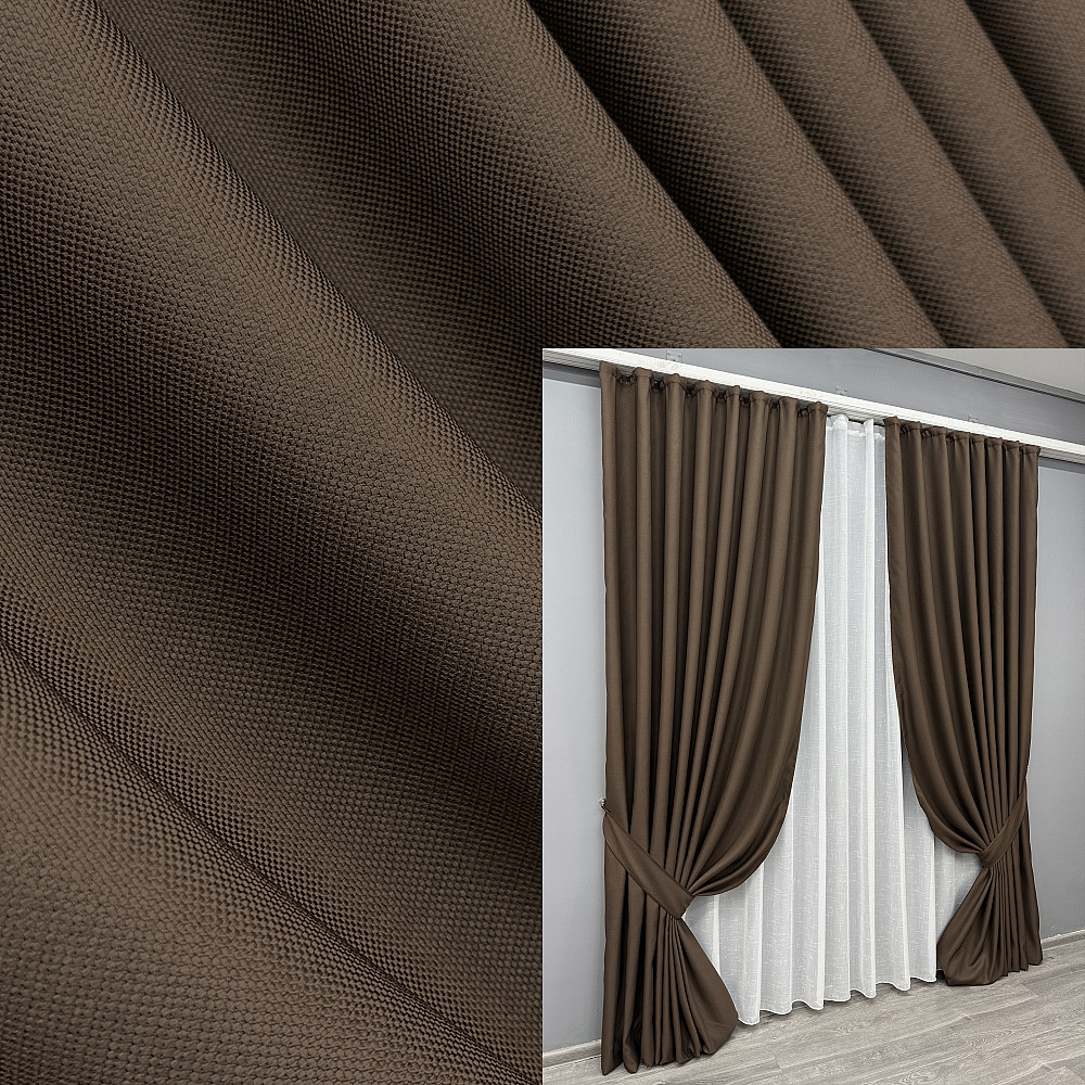 Комплект готових штор VR-Textil Рогожка TERRA LUXE № 1861ш Шоколадний 200х290 см 2 шт (32-195) Київ - фото 1