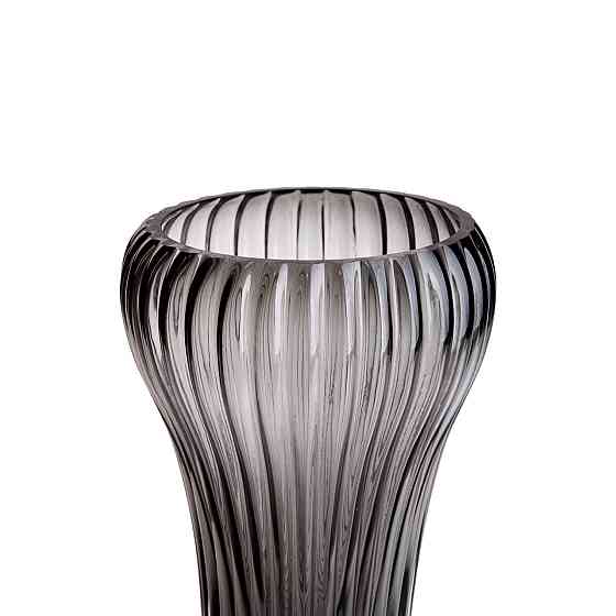 Скляна ваза для квітів, декоративна фігурна, сіра, 27 см HP-1719 Коломия