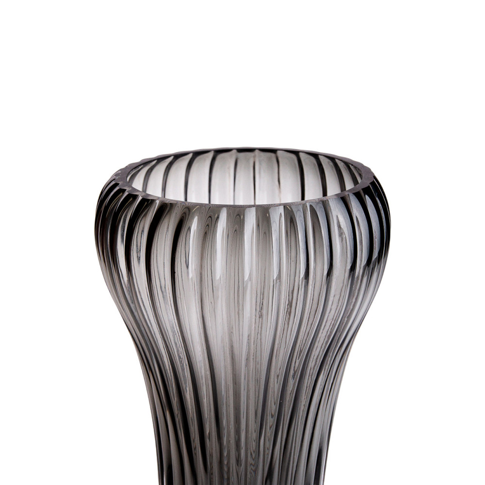 Скляна ваза для квітів, декоративна фігурна, сіра, 27 см HP-1719 Коломия - фото 2