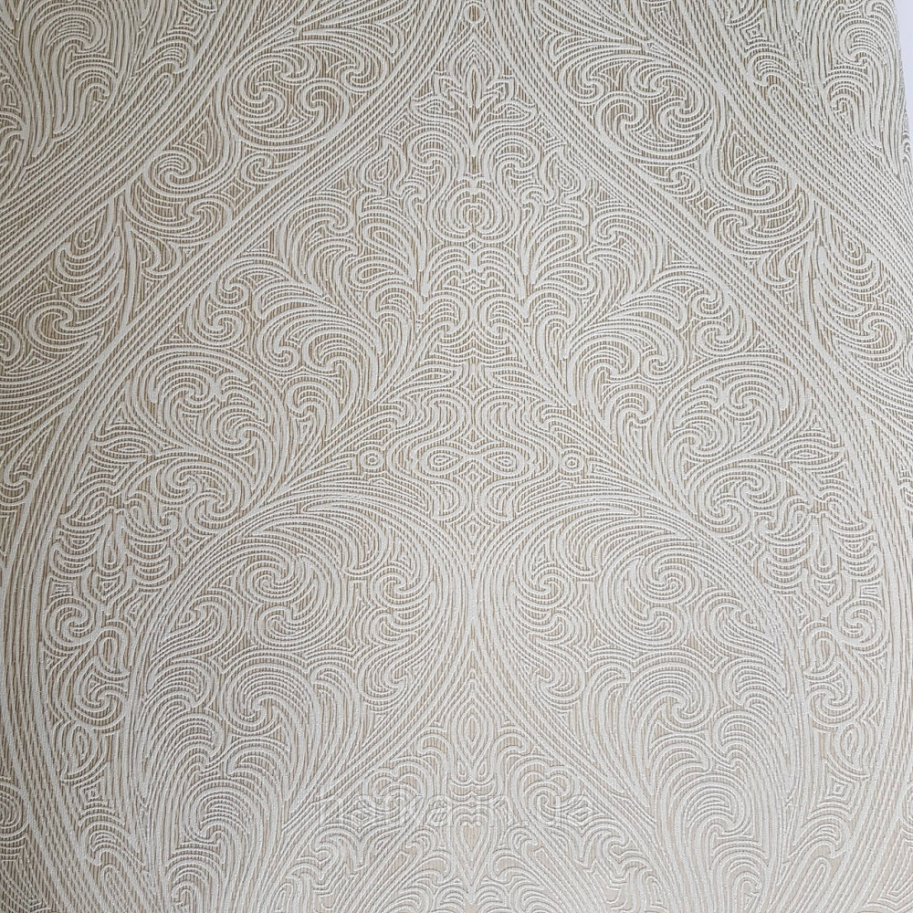 Шпалери метрові вінілові на флізелін Villa Marburg Lombardi вензель великий структурний білі на золотистому Київ - фото 2