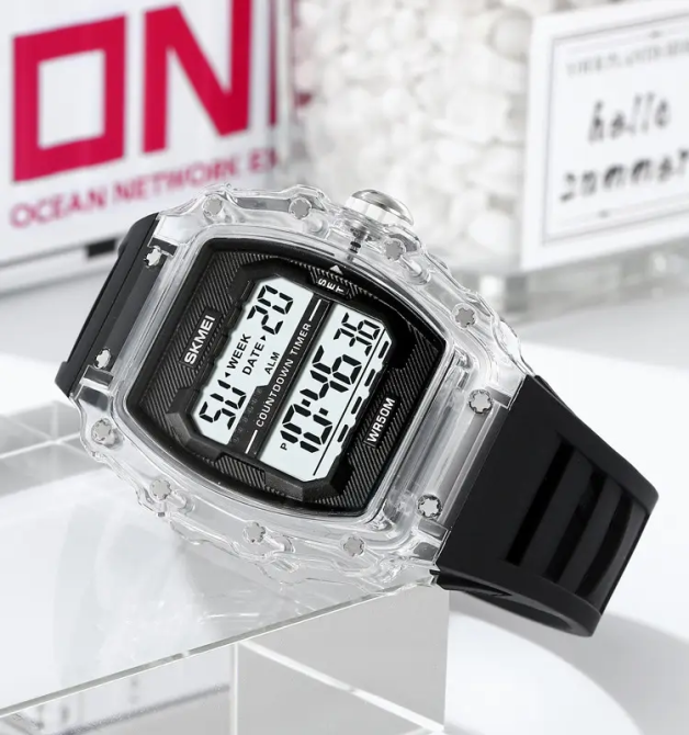 Годинник чоловічий електронний наручний Skmei 2296 Чорний з прозорим корпусом Вінниця - фото 4