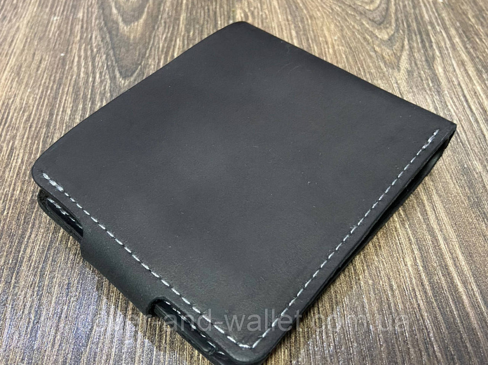 Мужской кожаный кошелек ручной работы черного цвета ST Leather Киев - изображение 6