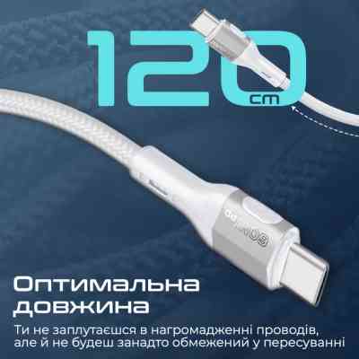 Дата кабель USB-C to USB-C 1.2m 60W PD FletchLink-CC grey Promate (fletchlink-cc.grey) Винница