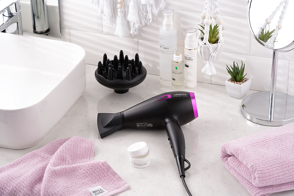 Фен ARDESTO Violet PRO HD-Y221PRO ,1750-2100Вт, 2 швидкості, 3 темп.режими, дифузор, чорний Київ - фото 3