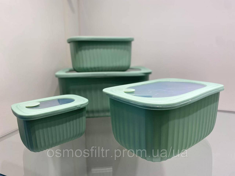 Набор контейнеров для хранения Axentia зеленые 4 шт Пластик с вентиляционным отверстием (135984) Киев - изображение 3