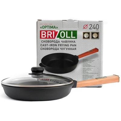 Сковорода Brizoll Optima чавунна з ручкою та скляною кришкою 240х40 мм (O2440-P-C) Винница - изображение 2