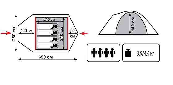 Палатка Tramp Lite Camp 4 песочный Киев