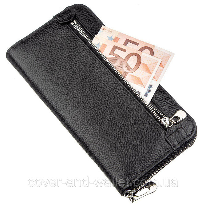 Большой кожаный кошелек клатч на много карточек черного цвета ST Leather Киев - изображение 7