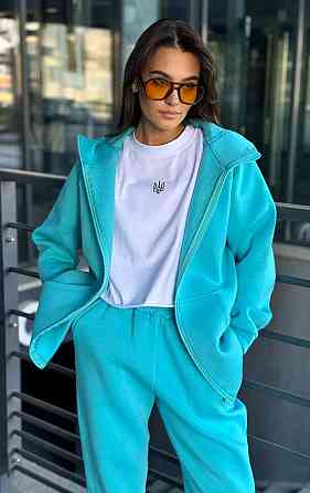 Зип худи женское оверсайз Бирюзовый 42/44 Харьков