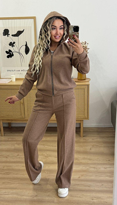 Женский теплый прогулочный костюм двойка: кофта и штаны вязка на трикотажной основе Мокко, 42/44 Одесса - изображение 6