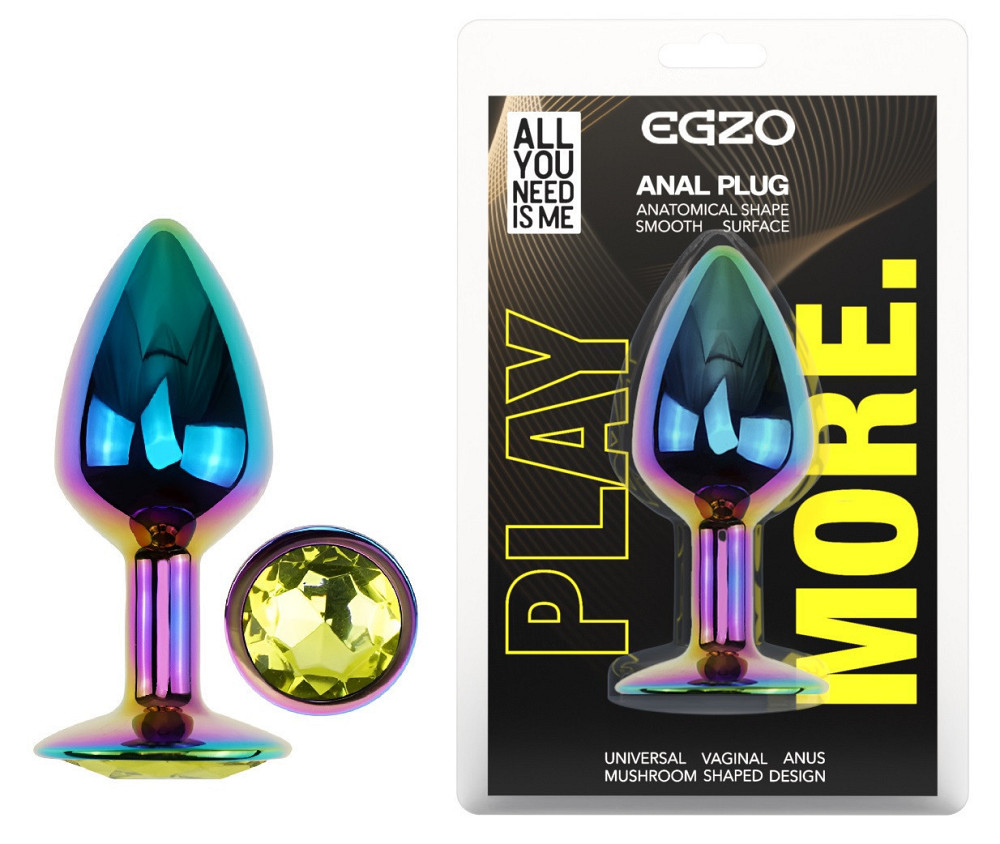 Анальна пробка з кристалом EGZO - Multicolor Round Plug Lime size S Sex Aura Київ - фото 1