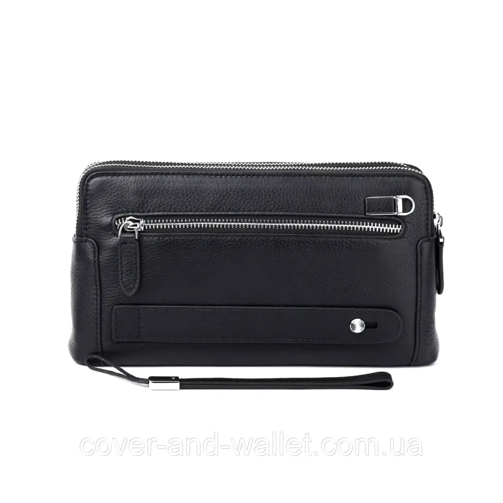 Солідна чоловіча барсетка на дві блискавки із натуральної шкіри Marco Coverna MC 8747-3 Black Київ - фото 4