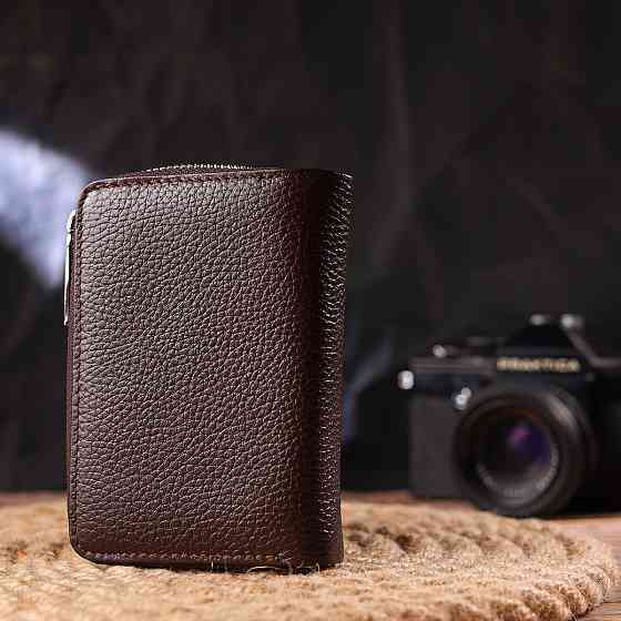 Красиве вертикальне портмоне для жінок з монетницею на блискавці з натуральної шкіри CANPELLINI 21600 Коричневе Київ