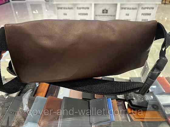Поясная кожаная сумка бананка коричневого цвета Grande Pelle 741610 Киев