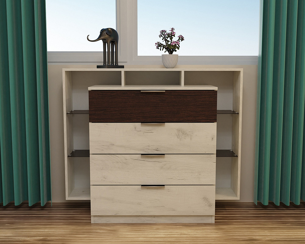 Комод Крістал, Дуб Крафт Білий/Венге Магія, 1200/450/1000 Львів - фото 1