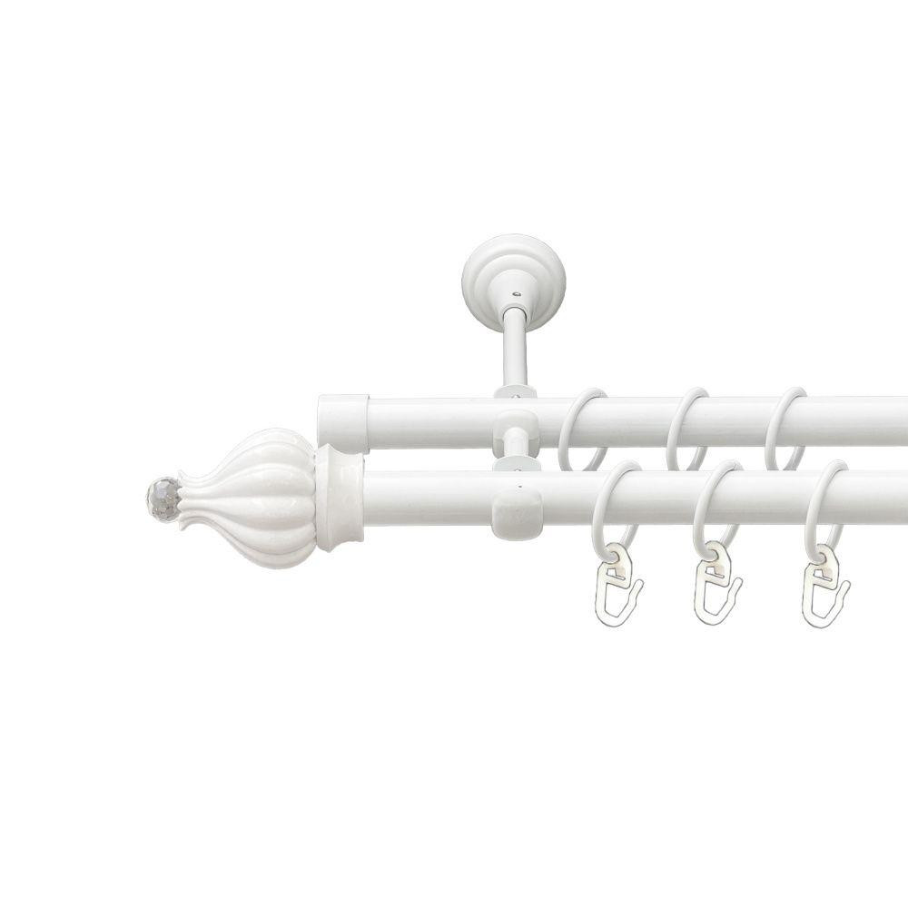 Карниз Orvit Таджа-Кристал металевий дворядний відкритий гладка труба кільце металеве Арктіс 19\19 мм 240 см (00-00021283) Львів - фото 1