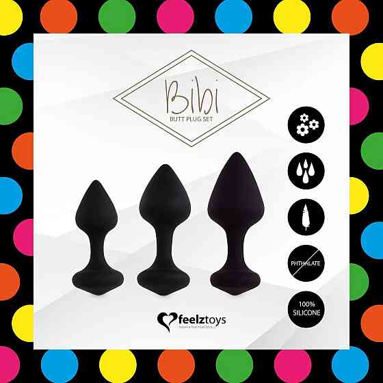 Набор силиконовых анальных пробок FeelzToys - Bibi Butt Plug Set 3 pcs Black Sex Aura Киев