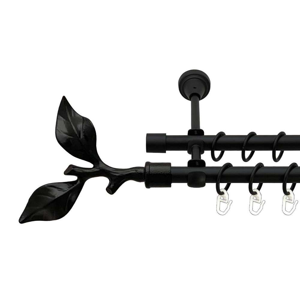 Карниз Orvit Листок Троянди металевий дворядний відкритий гладка труба кільце металеве Чорний Оксамит 16\16 мм 140 см Львів - фото 1