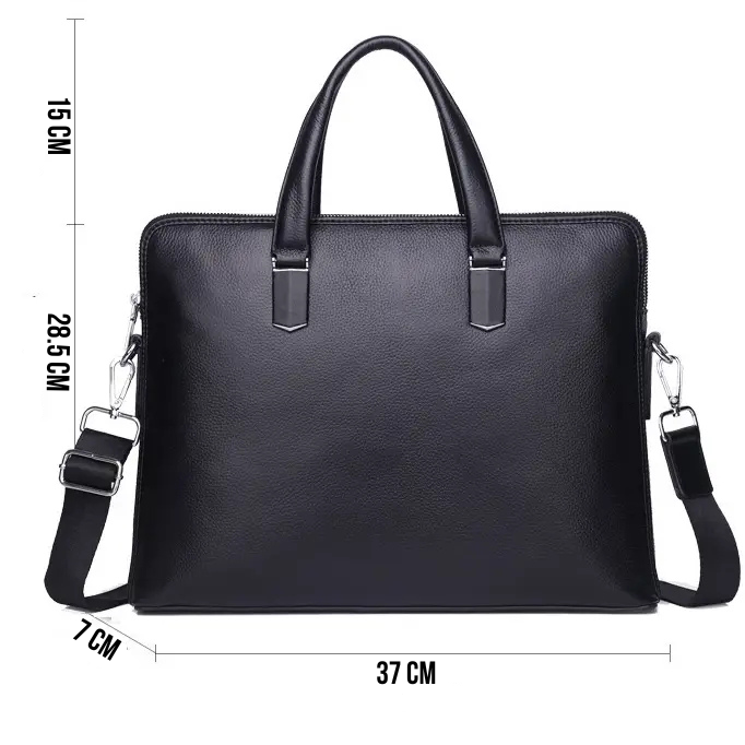 Шкіряна чоловіча ділова сумка-портфель портфель для ноутбука 37х28.5х7, дипломат для офіса Tiding Bag 64028 чорний Київ - фото 10