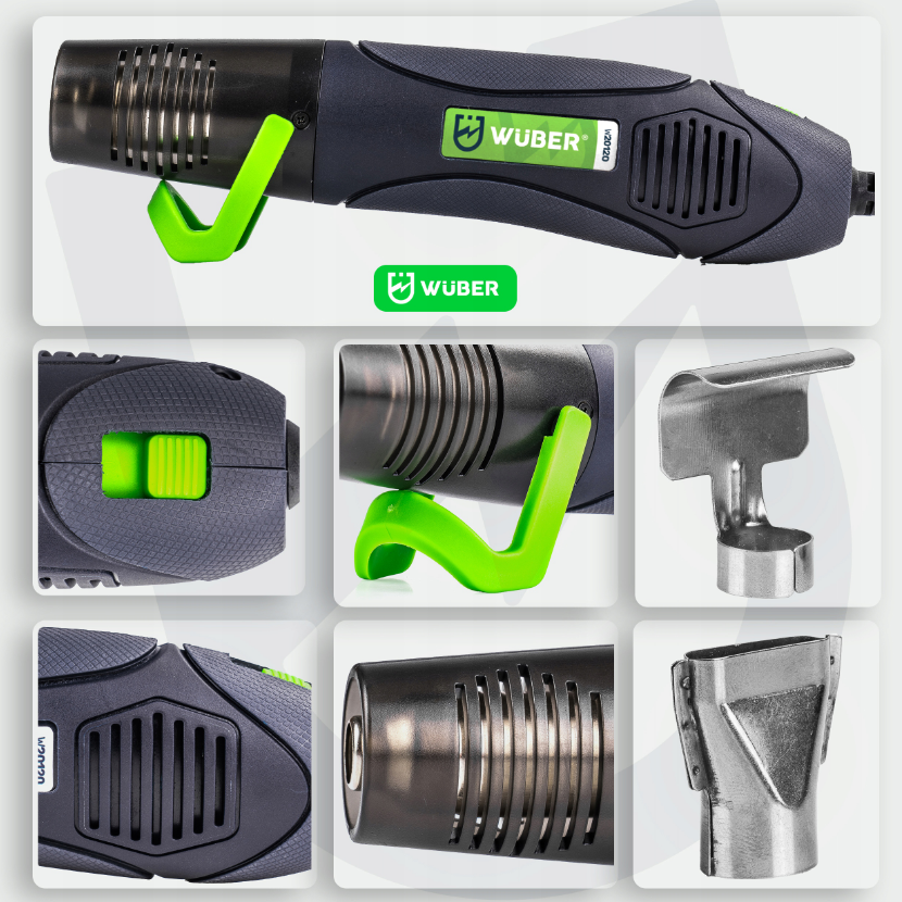 Фен будівельний Wuber портативний 350Вт 350°C з регулюванням температури (Польща) Київ - фото 10