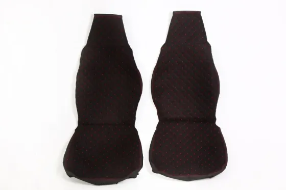 Накидка на сидушку алькантара передня Люкс чорний/червоний нитка (2 шт.) Вінниця