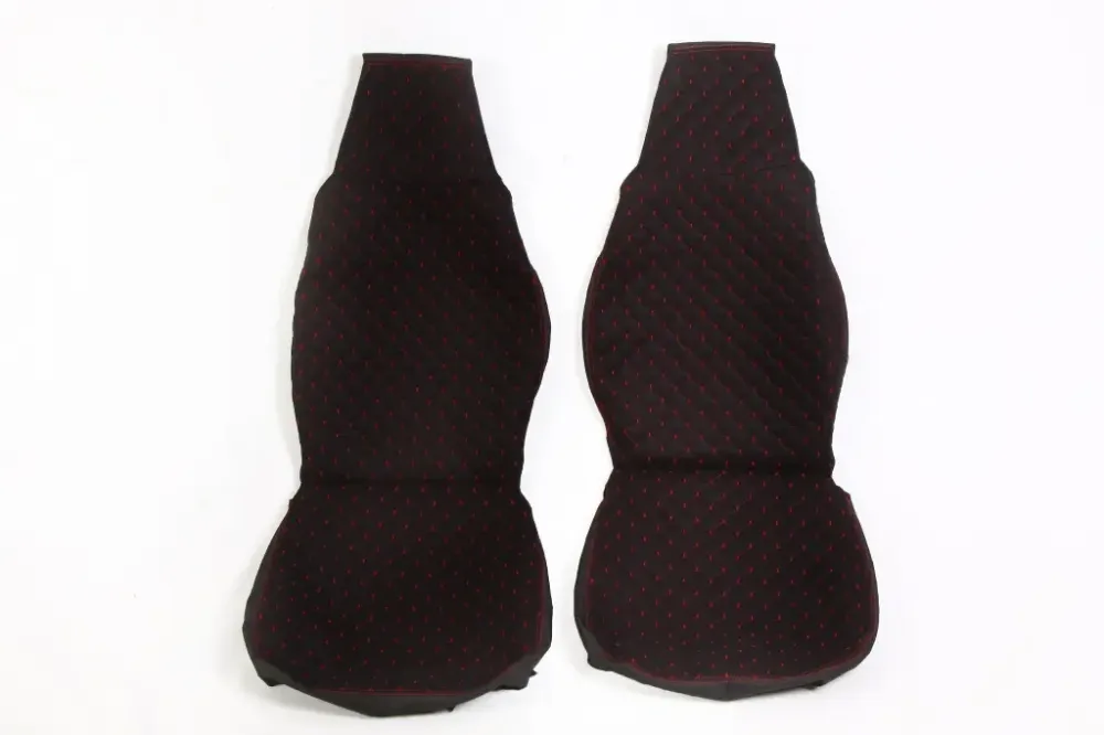 Накидка на сидушку алькантара передня Люкс чорний/червоний нитка (2 шт.) Вінниця - фото 1