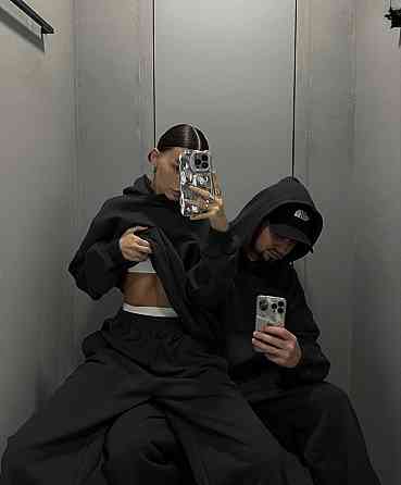 Женский стильный спортивный костюм трехнитка на флисе Черный, 46/48 Одесса