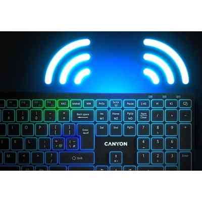 Клавиатура Canyon HKB-W11 Slim Dual Mode Wireless/Bluetooth RGB UA Black (CNS-HBTK11B) Винница