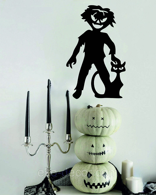 Декоративне настінне Панно «Сілует дітей. Гелловін», Декор на стіну 110*69 см, Чорний Київ - фото 7