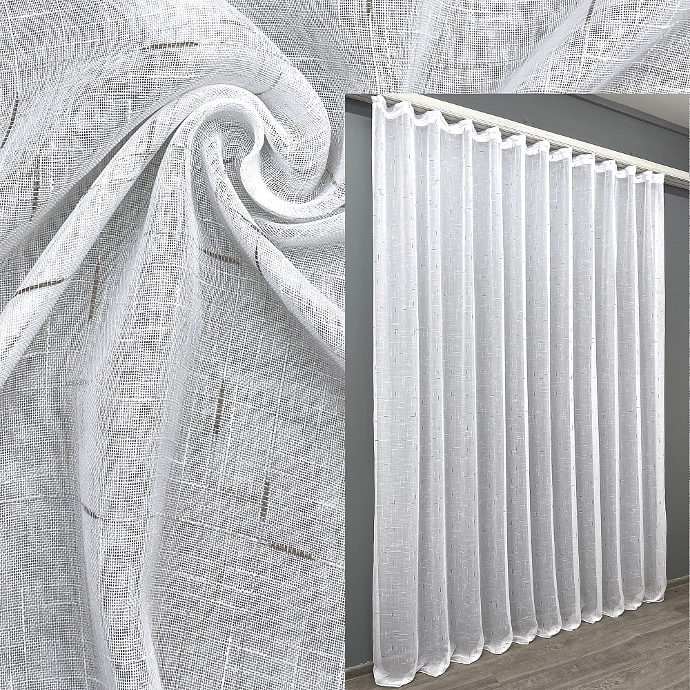 Тюль VR-Textil 1210т Івонна Льон Білий з бронзовим вкрапленням 400х270 см (43-060) Київ - фото 1