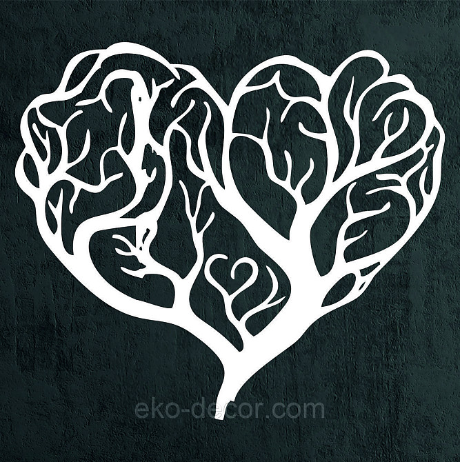 Декоративное настенное Панно «Дерево сердце» Декор на стену 50*43 см, Белый Киев - изображение 4