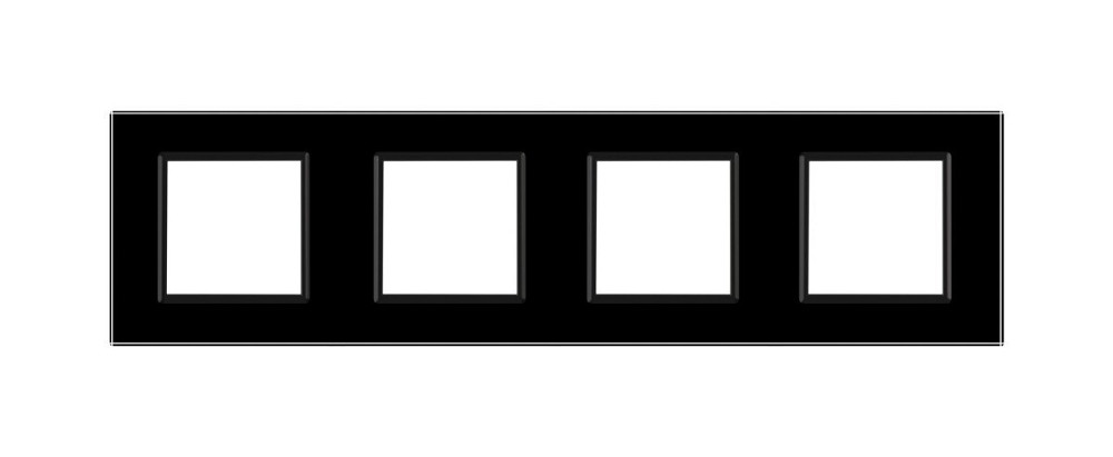 Рамка 4-постова LIVOLO, загартоване скло, чорна, 294×80 мм (VL-P7E/E/E/E-8B) Коломия - фото 6